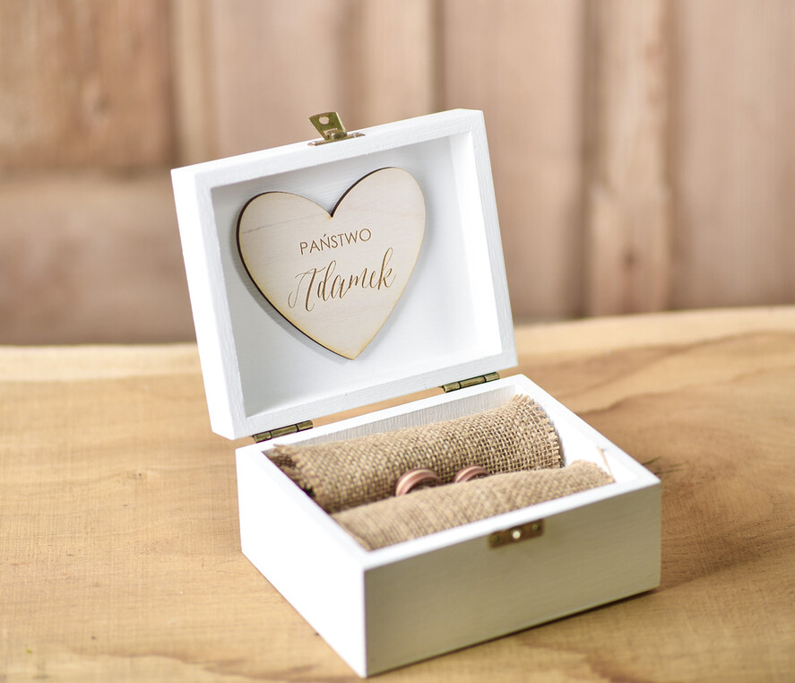 Pudełka Szkatułki na Obrączki szkatułki  bielone rustykalne  drewno pudełko szkatułka na obrączki ślubne wasze imiona i data  3
