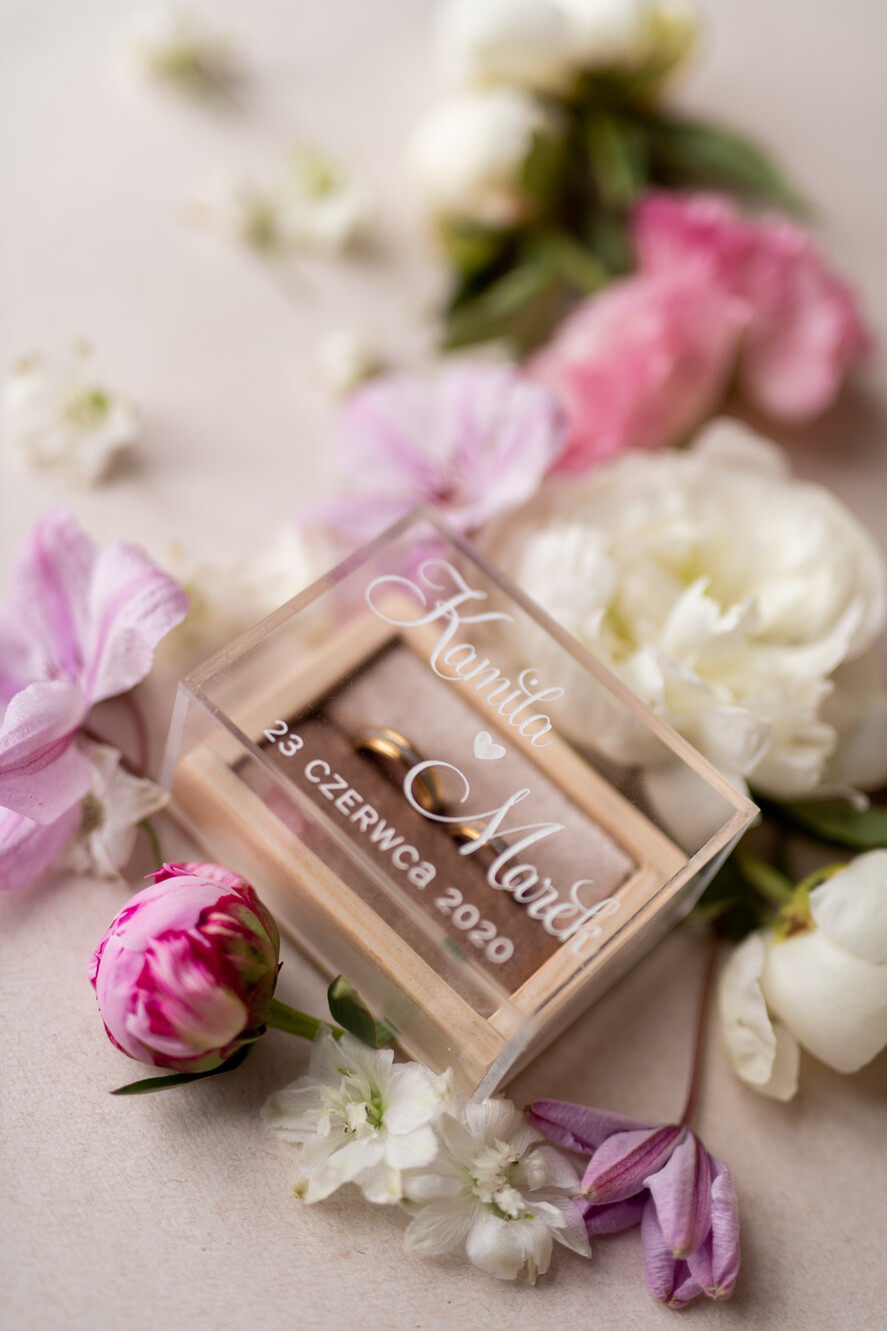 Pudełka Szkatułki na Obrączki szkatułki rustykalna  szkatułka  pudełko na obrączki ślubne przezroczyste wieczko wasze imiona i data  15