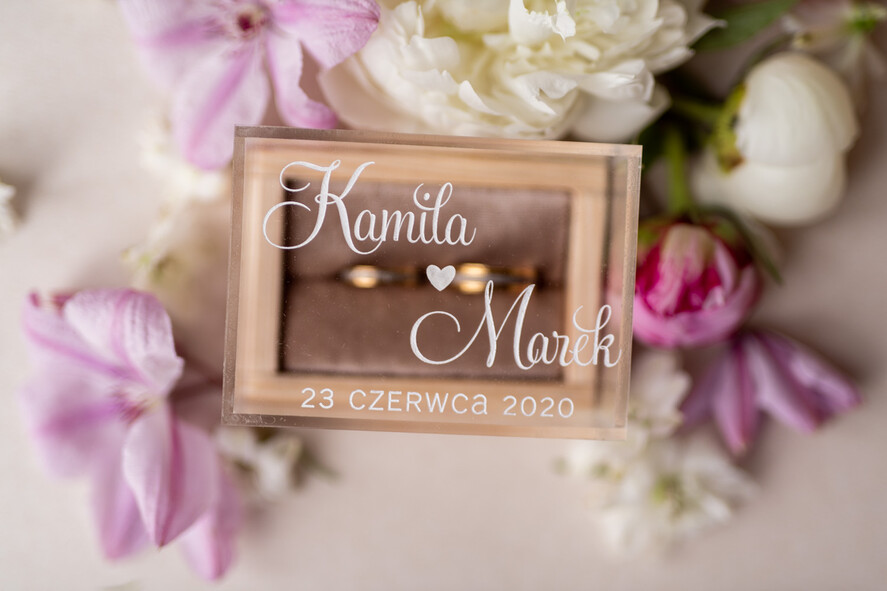 Pudełka Szkatułki na Obrączki szkatułki rustykalna  szkatułka  pudełko na obrączki ślubne przezroczyste wieczko wasze imiona i data  17