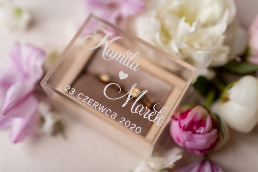 Pudełka Szkatułki na Obrączki szkatułki rustykalna  szkatułka  pudełko na obrączki ślubne przezroczyste wieczko wasze imiona i data  18