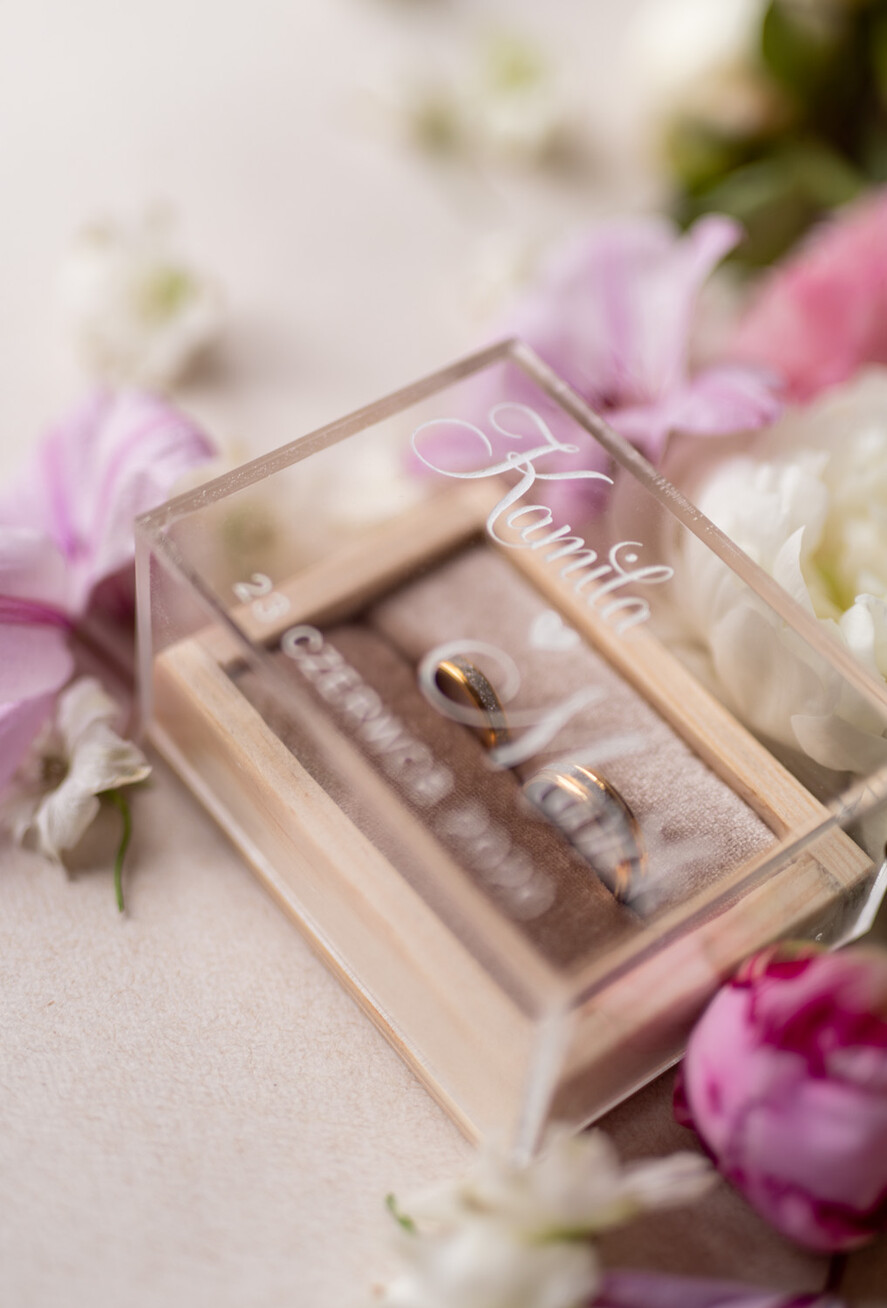Pudełka Szkatułki na Obrączki szkatułki rustykalna  szkatułka  pudełko na obrączki ślubne przezroczyste wieczko wasze imiona i data  21