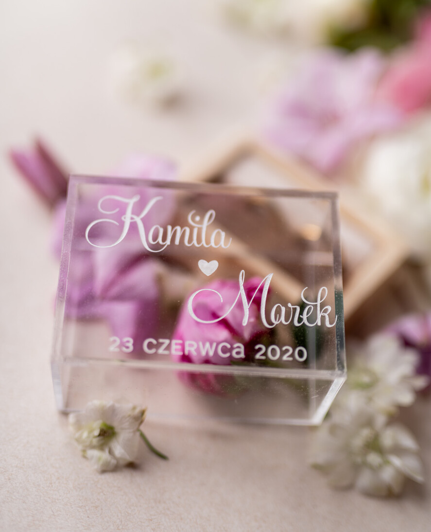 Pudełka Szkatułki na Obrączki szkatułki rustykalna  szkatułka  pudełko na obrączki ślubne przezroczyste wieczko wasze imiona i data  22