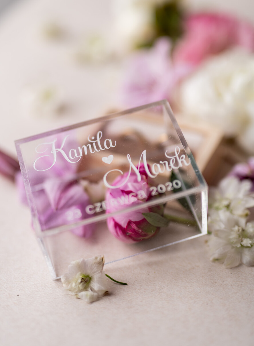 Pudełka Szkatułki na Obrączki szkatułki rustykalna  szkatułka  pudełko na obrączki ślubne przezroczyste wieczko wasze imiona i data  23