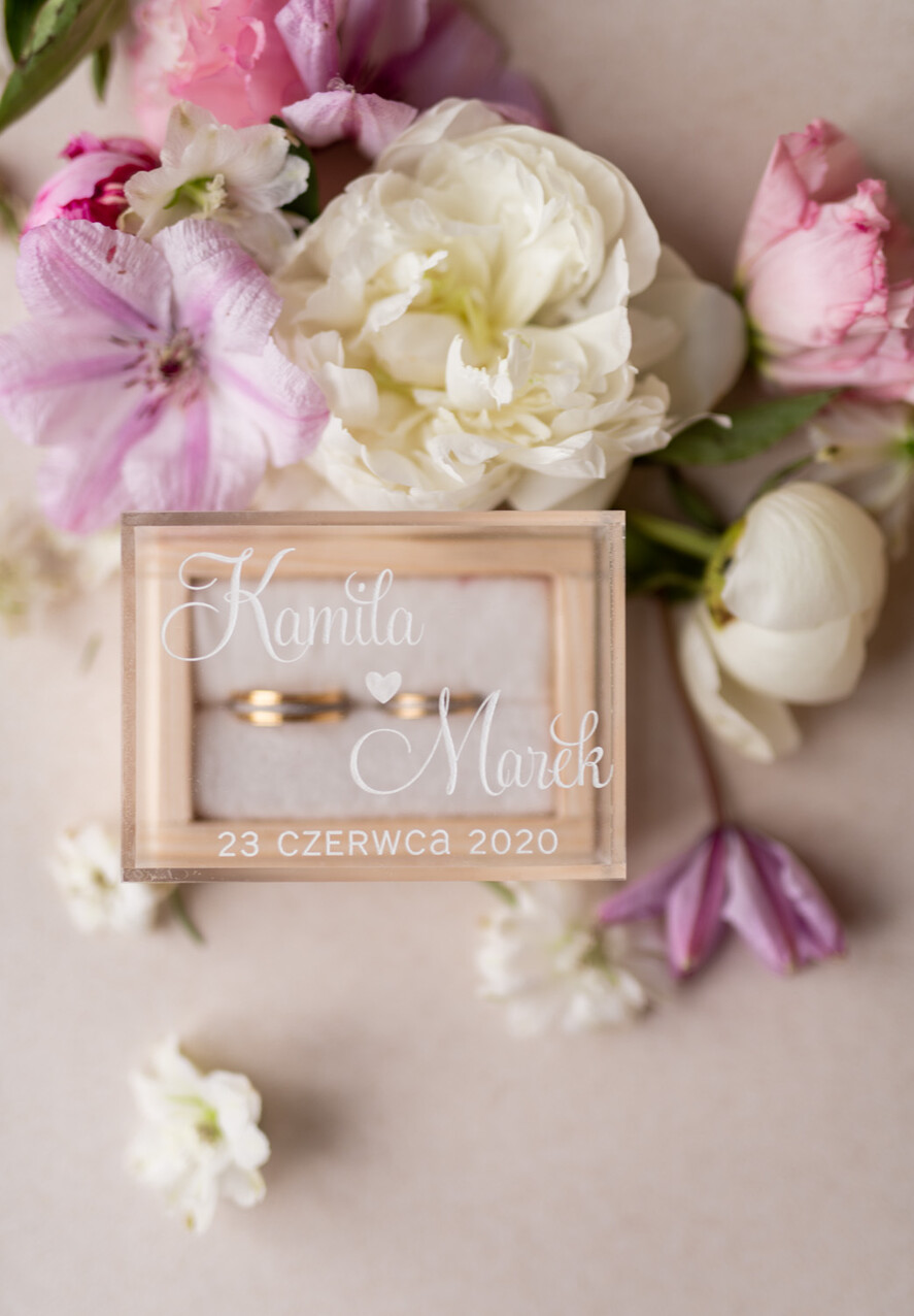 Pudełka Szkatułki na Obrączki szkatułki rustykalna  szkatułka  pudełko na obrączki ślubne przezroczyste wieczko wasze imiona i data  3