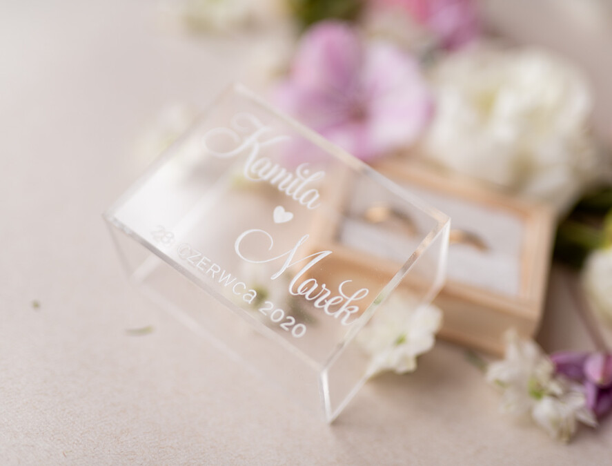 Pudełka Szkatułki na Obrączki szkatułki rustykalna  szkatułka  pudełko na obrączki ślubne przezroczyste wieczko wasze imiona i data  8