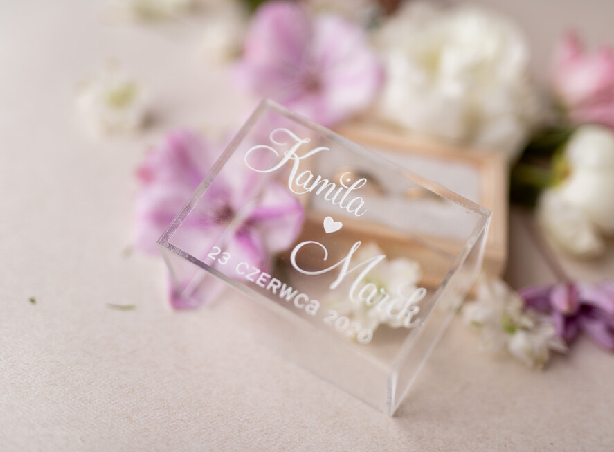 Pudełka Szkatułki na Obrączki szkatułki rustykalna  szkatułka  pudełko na obrączki ślubne przezroczyste wieczko wasze imiona i data  9