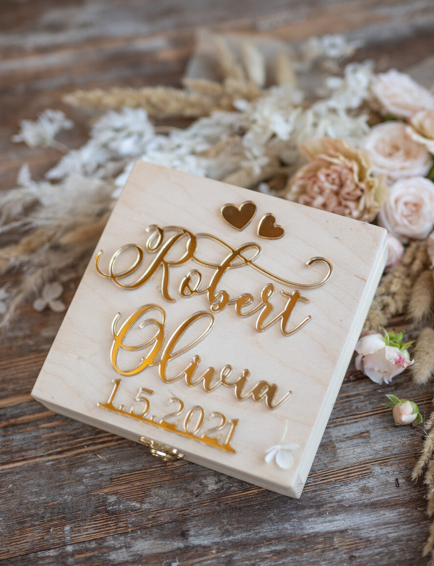 Pudełka Szkatułki na Obrączki szkatułki pudełeczko na obrączki ślubne wasze imiona0