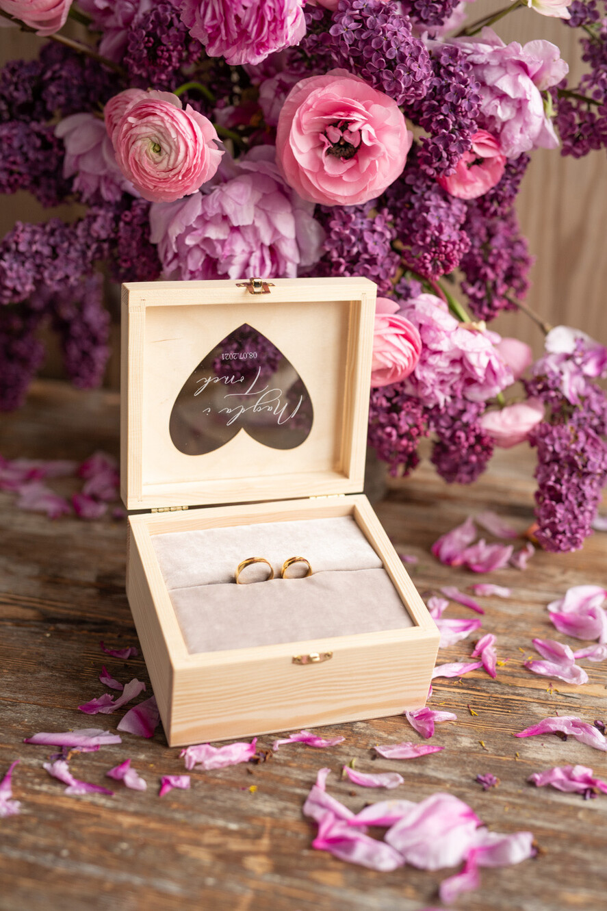 Pudełka Szkatułki na Obrączki szkatułki personalizowana szkatułka na obrączki ślubne pudełko z kwiatami 3