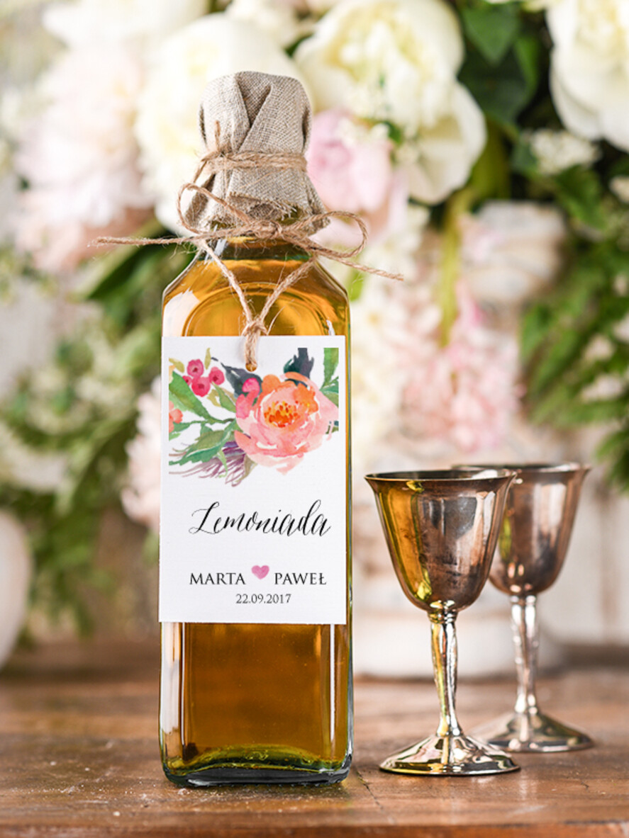 Zawieszki na butelki boho/etno/pióra etykiety na wódkę weselną, boho smieszne teksty0