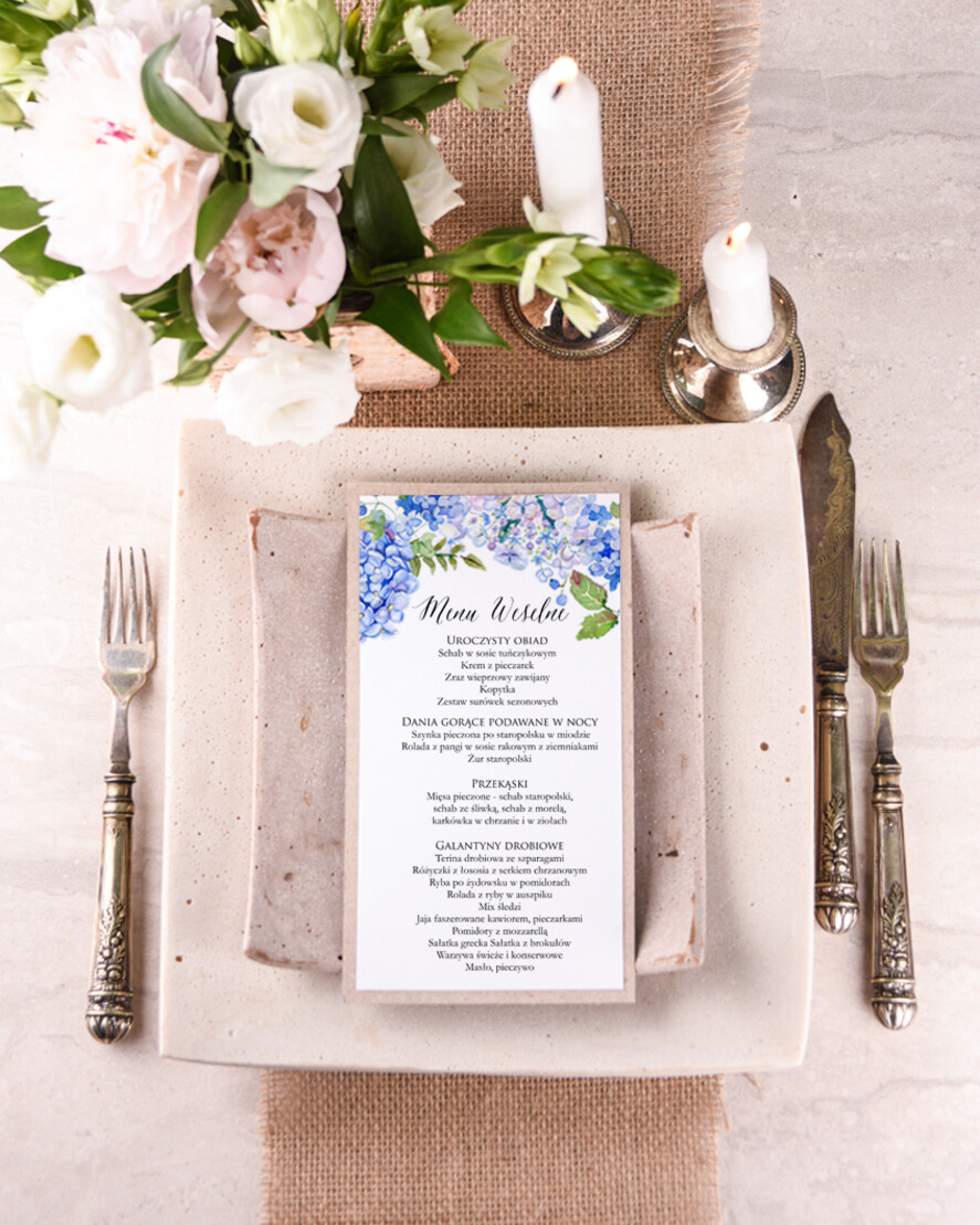 Menu boho weselne menu karta potraw weselnych, boho kwiaty wasze imiona1