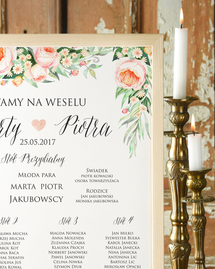 Plany stołów Plakaty Boho plansza ślubna plan stołów weselnych, plakaty boho kwiaty eteryczne1