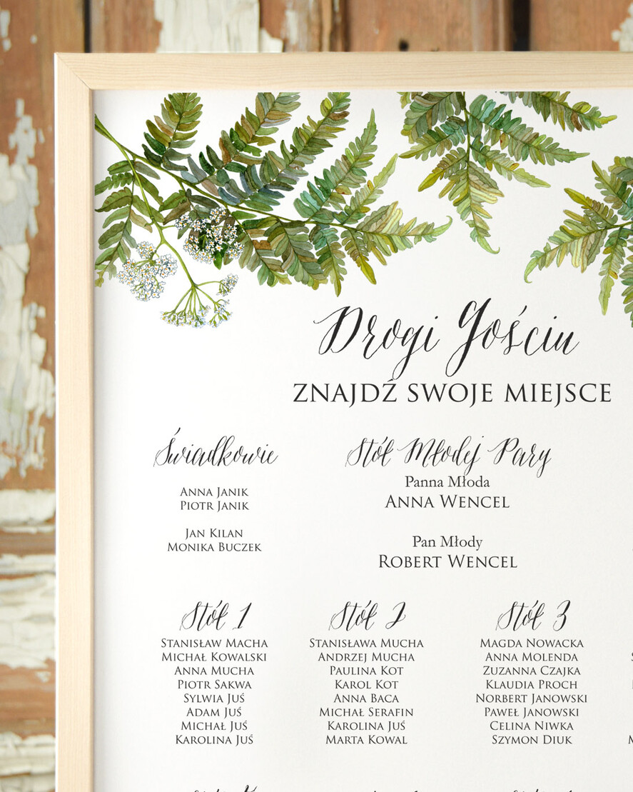 Plany stołów Plakaty Boho powitanie i usadzenie gości plan stołów weselnych, boho styl romantyczne kwiaty1