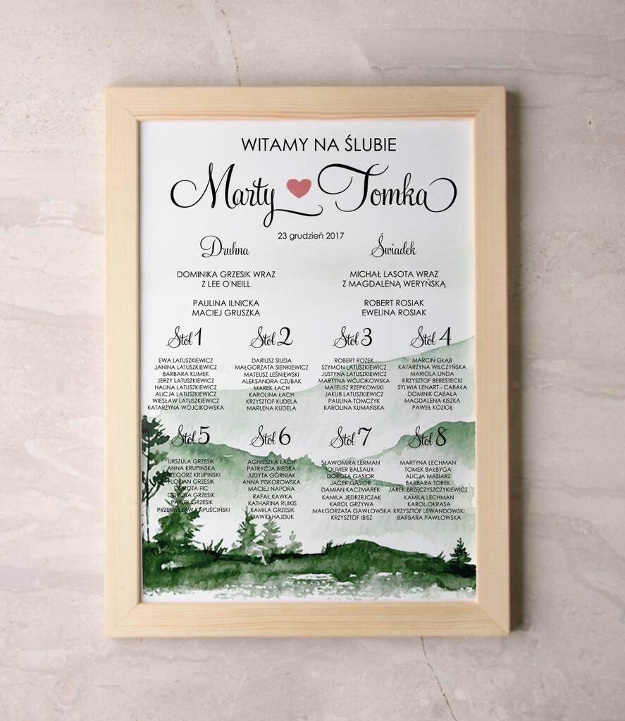 Plany stołów Plakaty Boho tablica z planem stołów na wesele plan stołów weselnych plakaty góry idealny na góralskie wesele0