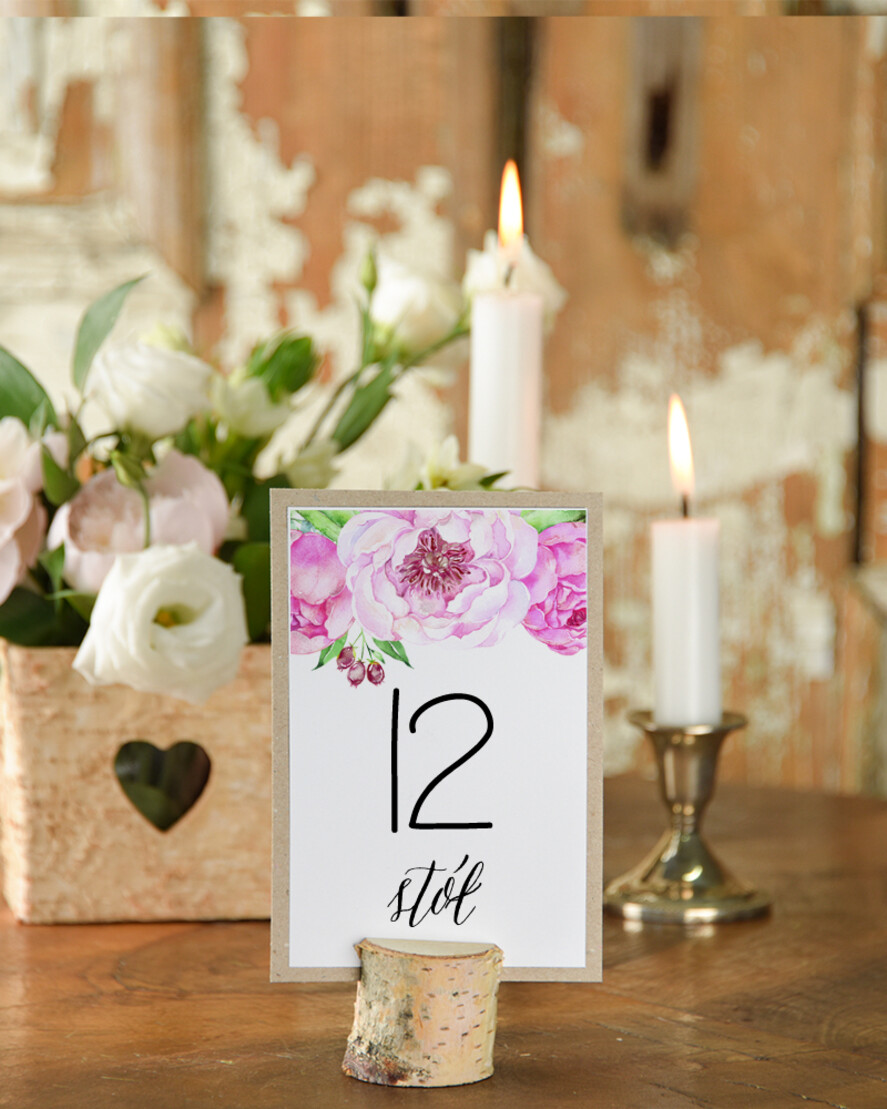 Numery na stół Boho/Etno/Pióra numerki na stoliki ślubne, piękne kwiaty w stylu boho beda ozodoba stołu0