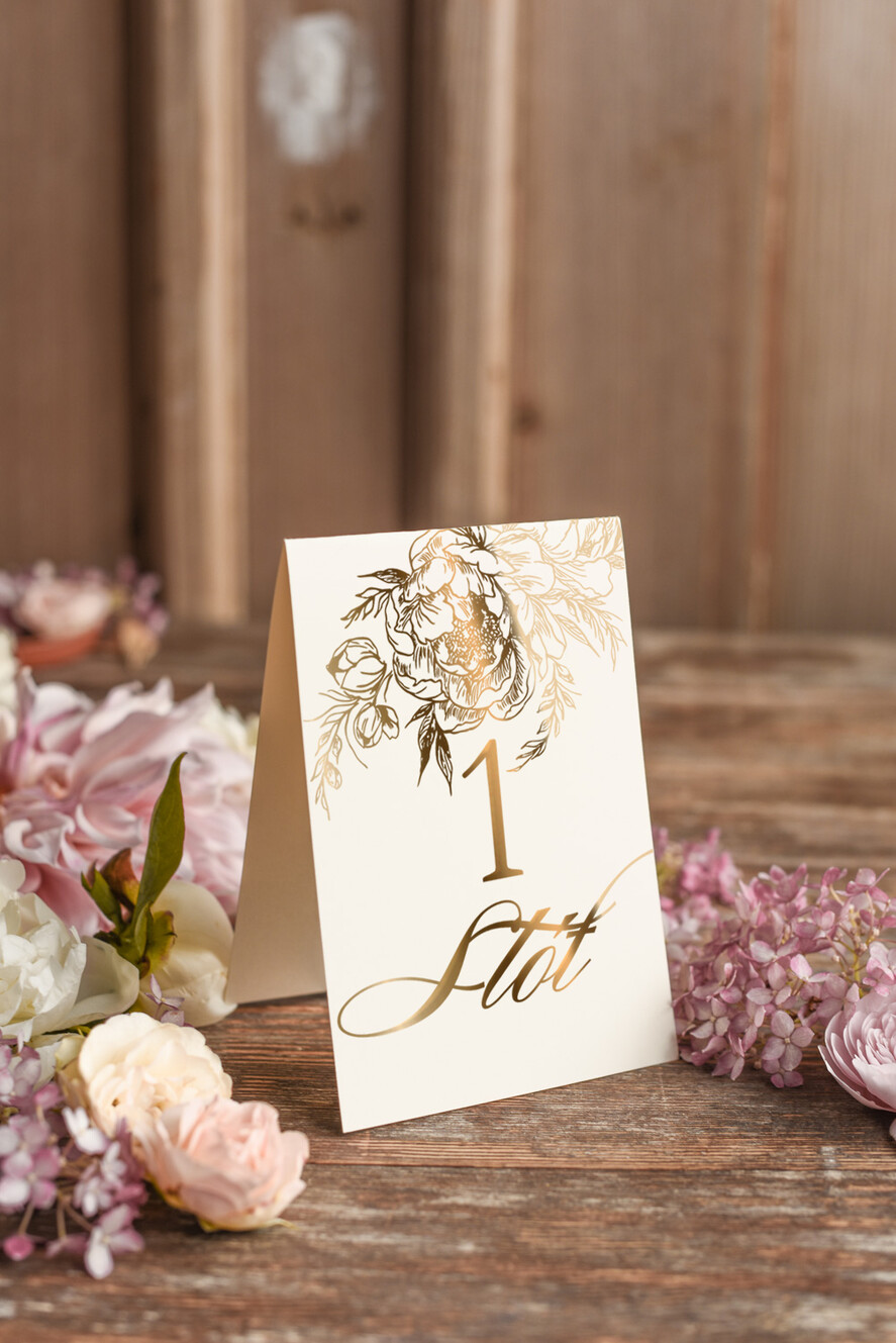 Numery na stół Glamour numery na stół gości weselnych, złote numerki na stol weselny w stylu glamour, eleganckie numerki na stoly weselne1