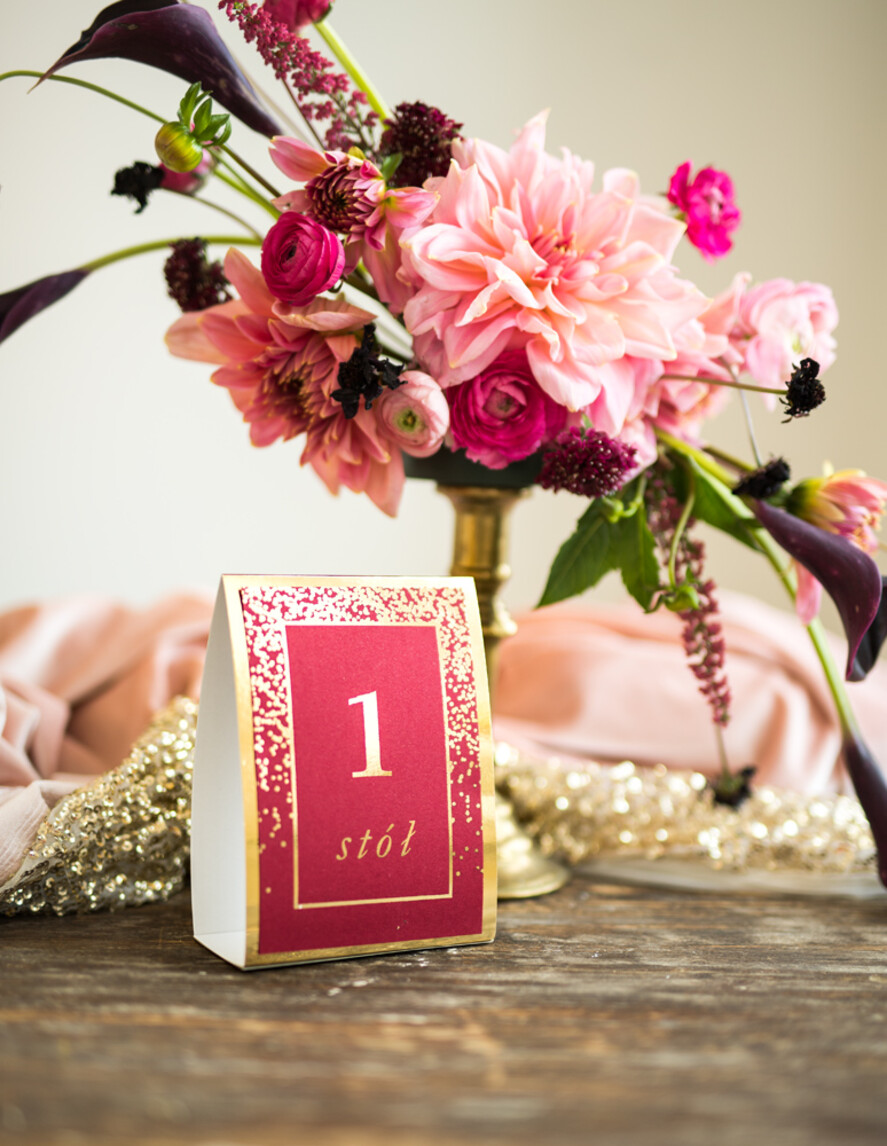 Numery na stół Glamour numerek na stół weselny, złote w stylu glamour0