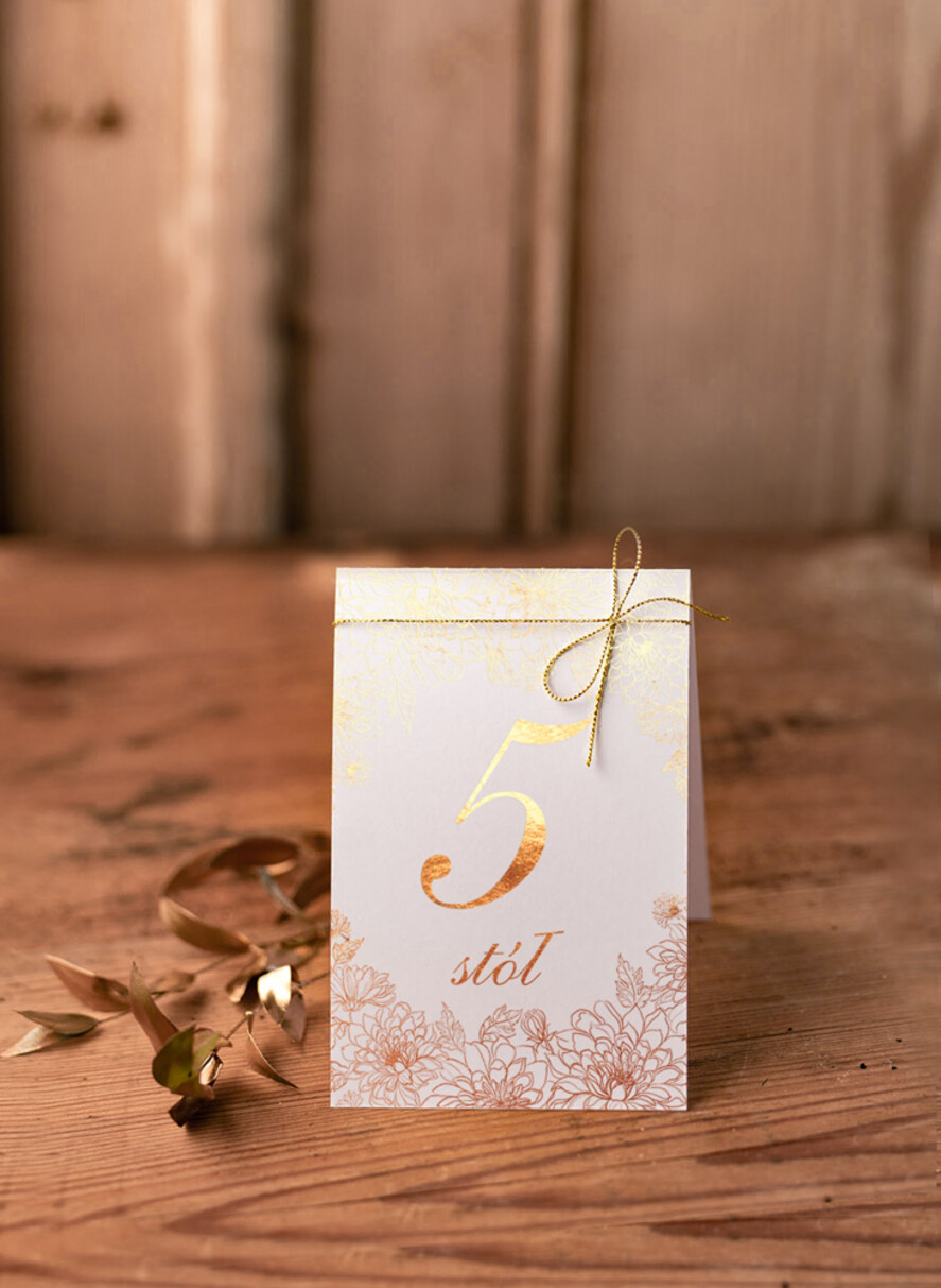 Numery na stół Glamour usadzenie gości numery na stół weselny, złote w stylu glamour0