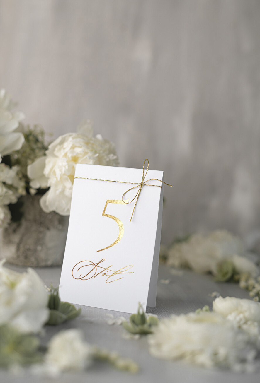Numery na stół Glamour numerki na stół stoły weselne, styl glamour zlocone i błyszczące0