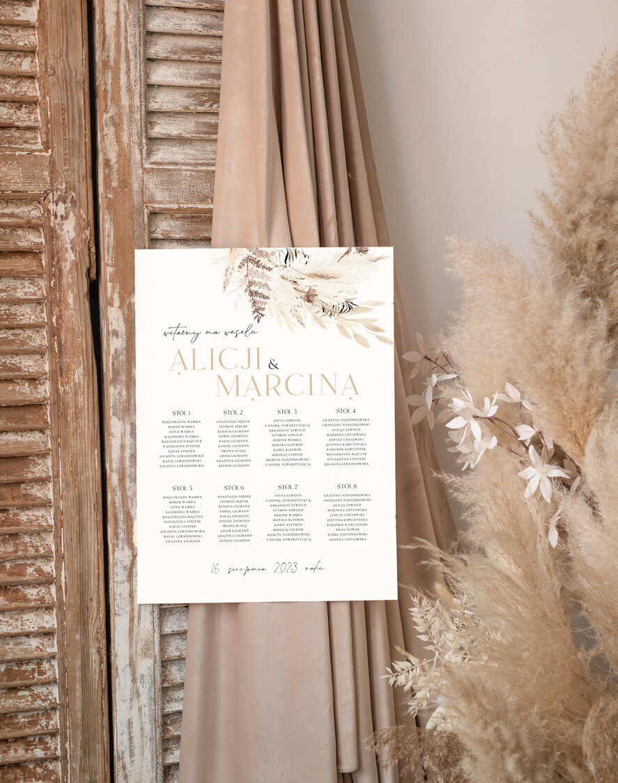 Plany stołów Plakaty Rustykalne prosty i nowoczesny plan stołów, tablica z planem stołów na wesele plan stołów weselnych prosty i nowoczesny plan usadzenia gości 2