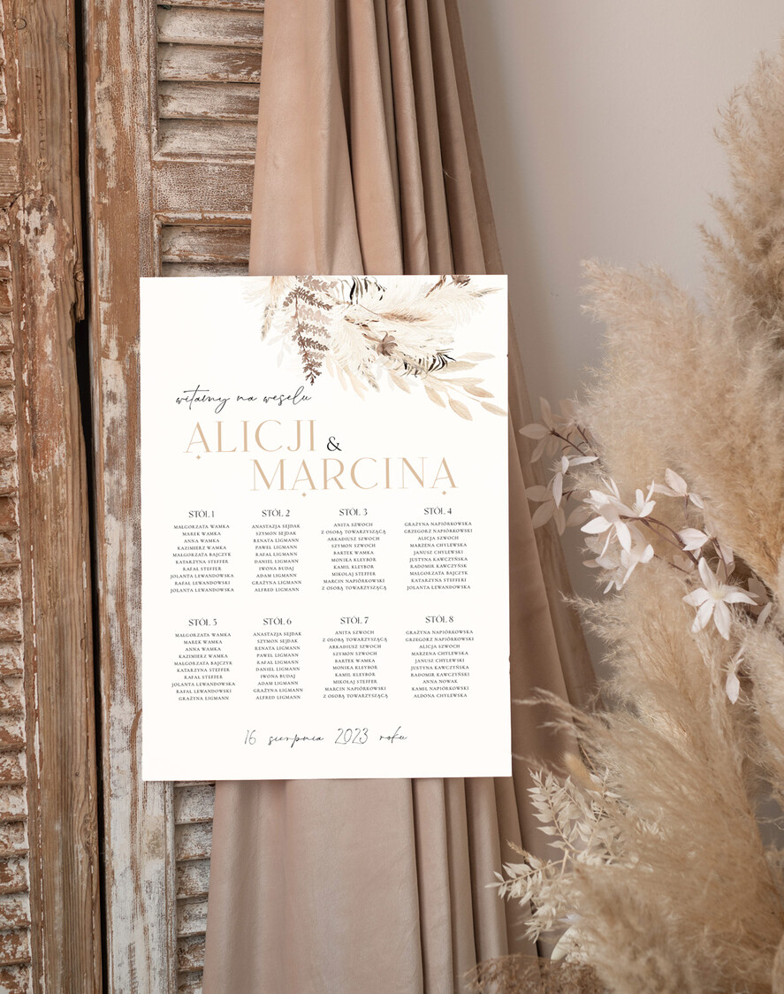 Plany stołów Plakaty Rustykalne prosty i nowoczesny plan stołów, tablica z planem stołów na wesele plan stołów weselnych prosty i nowoczesny plan usadzenia gości 1