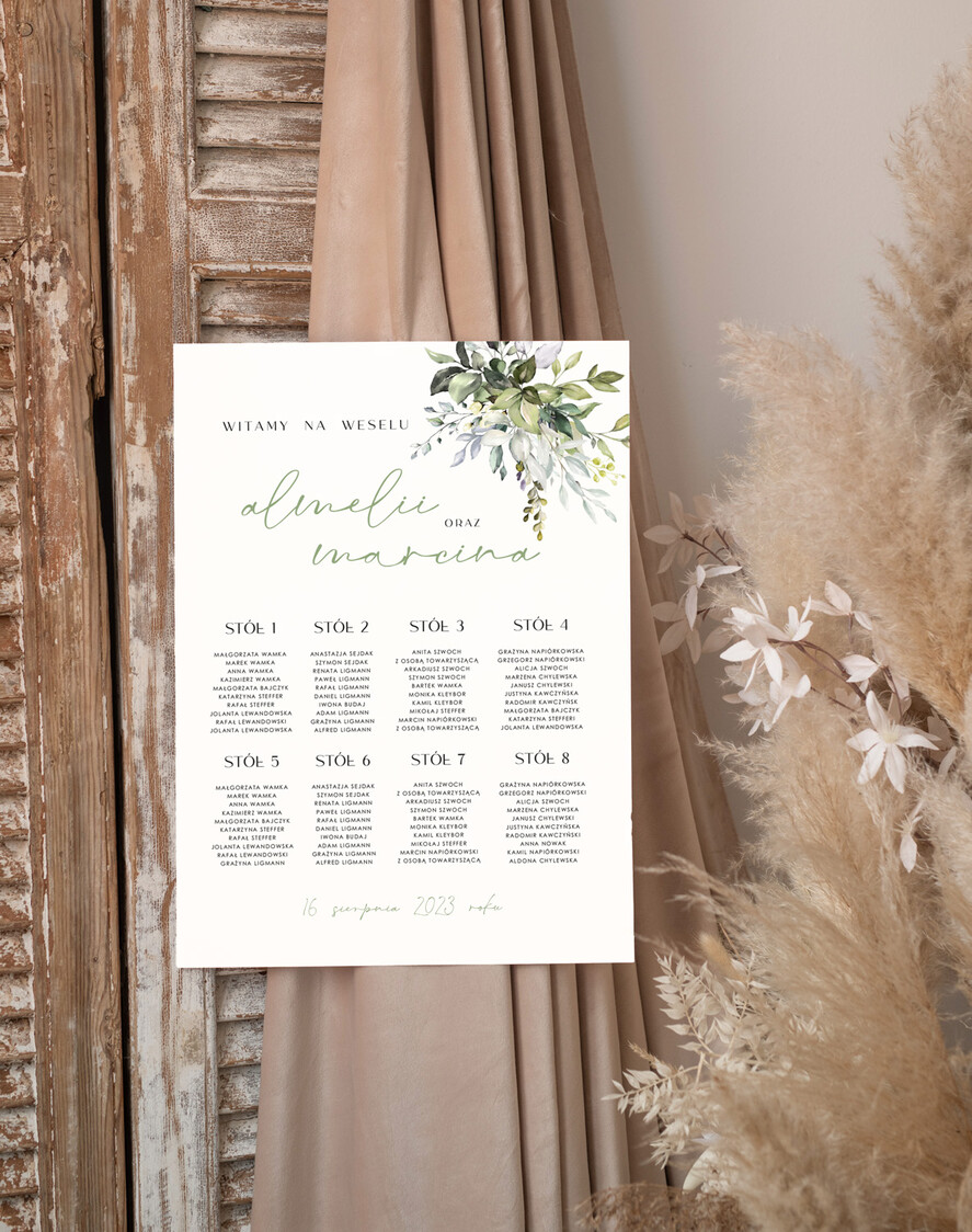 Plany stołów Plakaty Rustykalne powitanie gości na sali ślubnej i plan stołów, dopasuj swoj rozmiar rustykalne, tablica z planem stołów na wesele plan stołów weselnych prosty i nowoczesny plan2