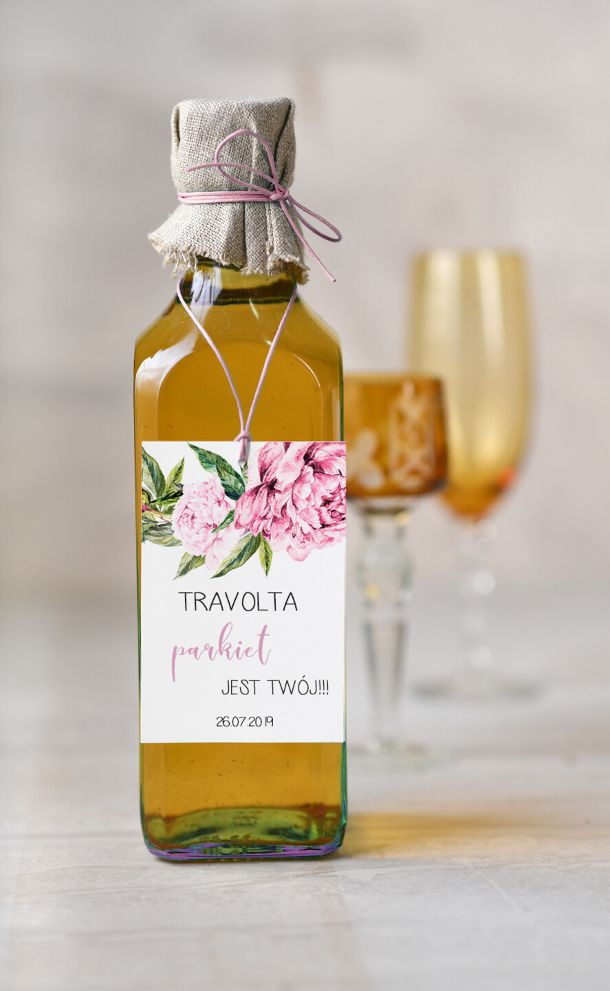 Zawieszki na butelki botaniczne podróżnicze  etykieta na wódkę weselną, botaniczne z duzo tekstow0