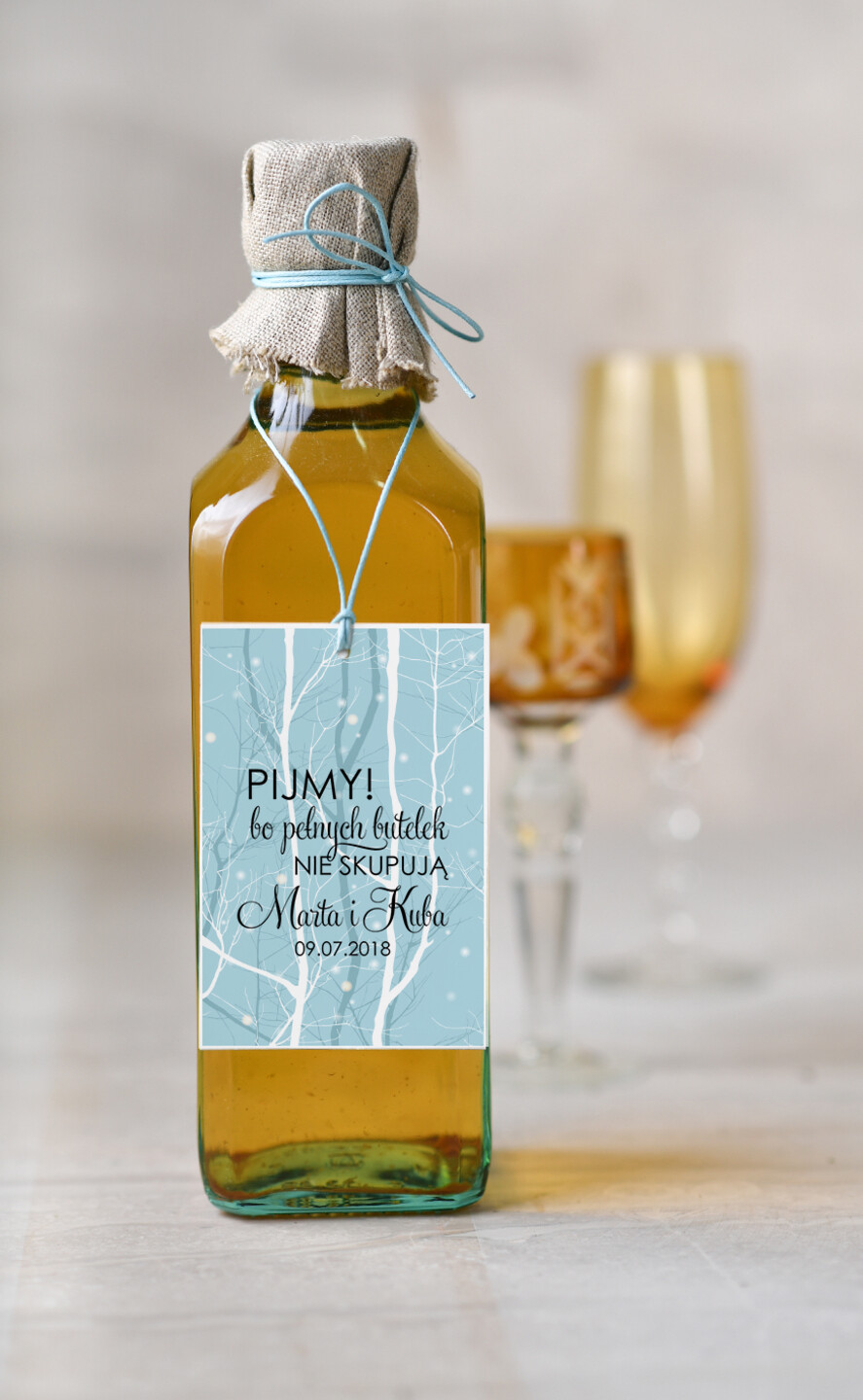 Zawieszki na butelki botaniczne podróżnicze  zawieszka etykieta na alkohole weselne, eleganckie z dowolną treścią0