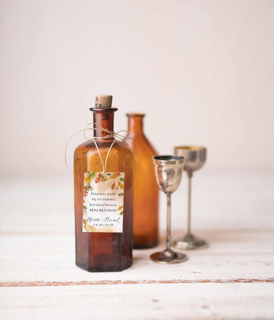 Zawieszki na butelki botaniczne podróżnicze  zawieszki na alkohol weselny, botaniczne z waszą treścią1