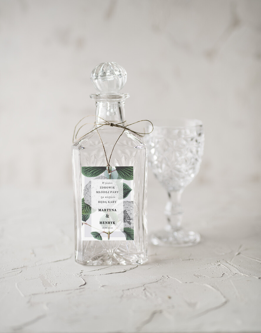 Zawieszki na butelki botaniczne podróżnicze  zawieszka etykieta na alkohole weselne, boho z waszą treścią0