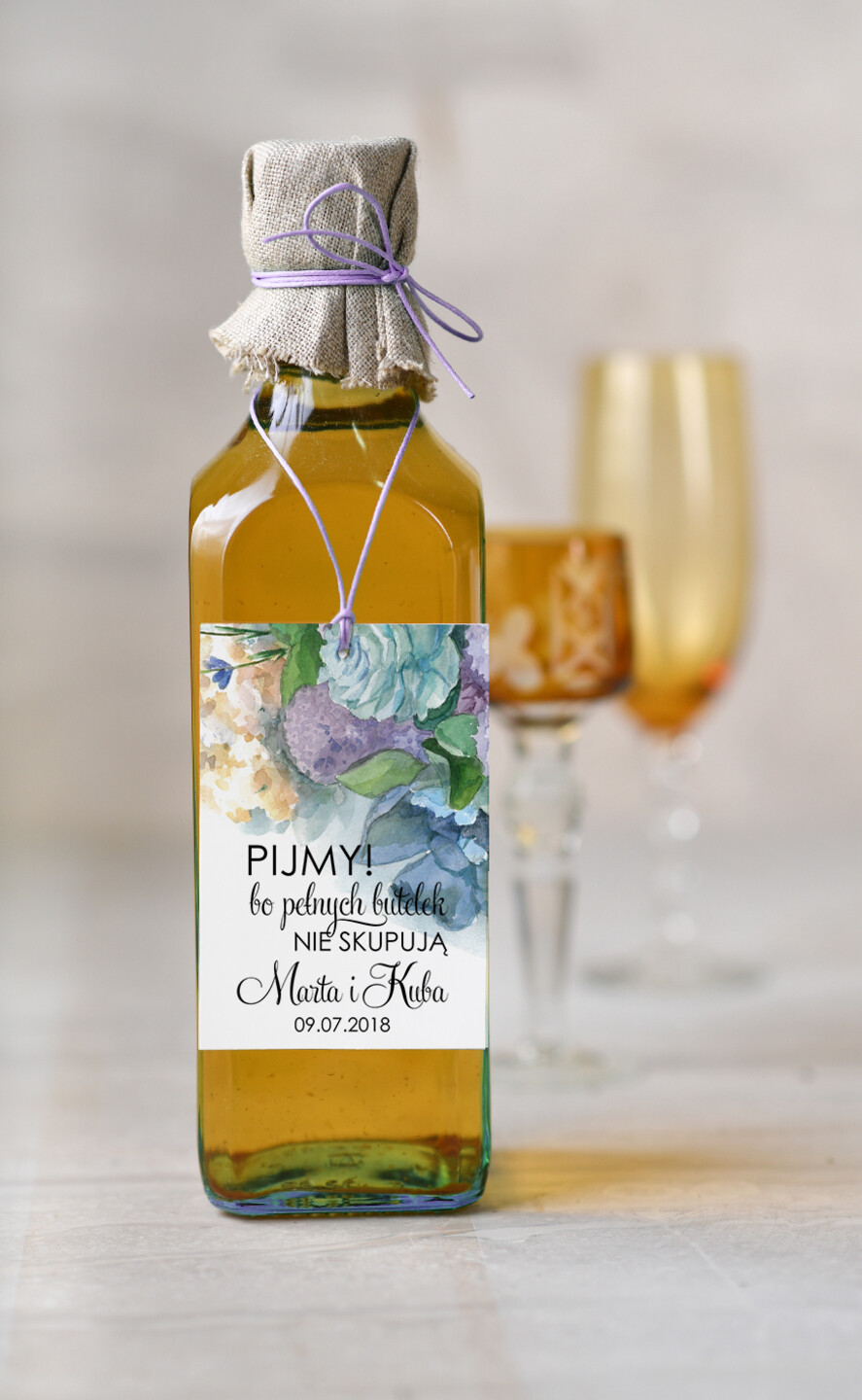 Zawieszki na butelki botaniczne podróżnicze  zawieszka na alkohol weselny, botaniczne tekst dowolny0