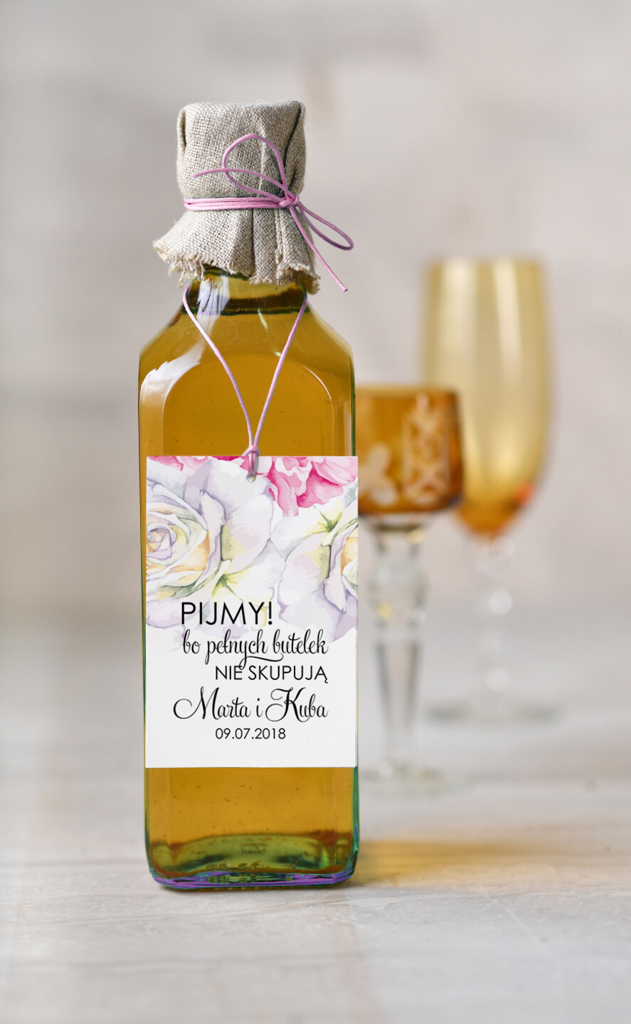 Zawieszki na butelki botaniczne podróżnicze  zawieszka etykieta na alkohole weselne, boho z waszą treścią0