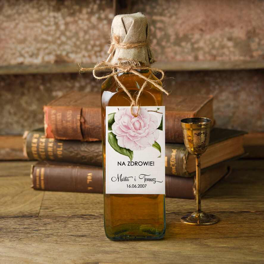 Zawieszki na butelki botaniczne podróżnicze  etykieta na alkohol weselny, botaniczne tekst dowolny0