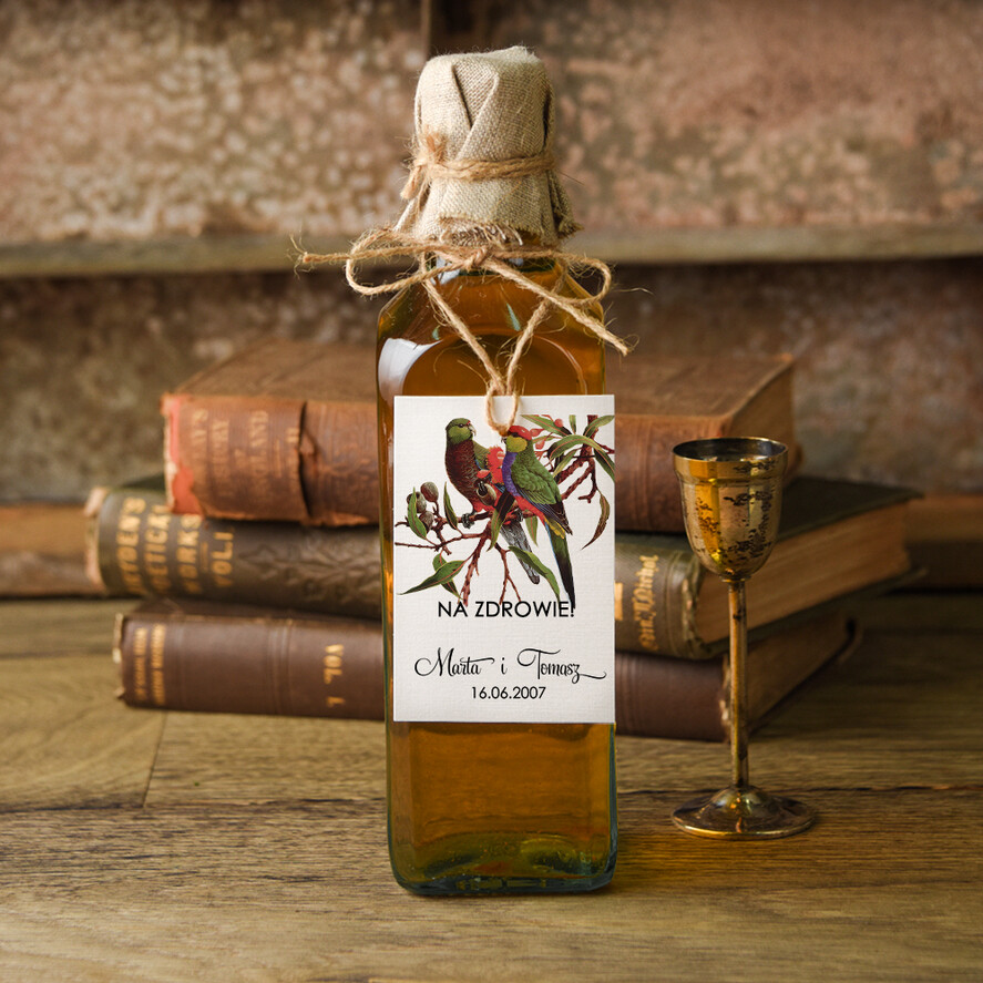 Zawieszki na butelki botaniczne podróżnicze  ślubne zawieszki na alkohol, botaniczne z duzo tekstow0