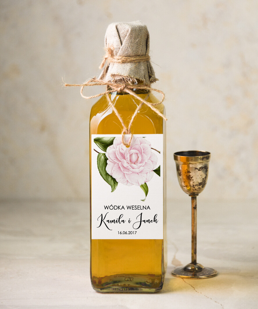 Zawieszki na butelki botaniczne podróżnicze  etykieta na wódkę zawieszka na alkohol weselny, eleganckie z dowolną treścią0