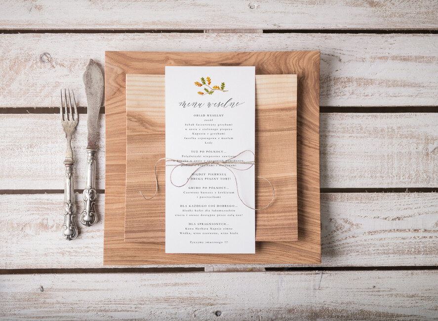 Menu botaniczne podróżnicze  ślubne menu karta potraw weselnych, botaniczne z waszą treścią1