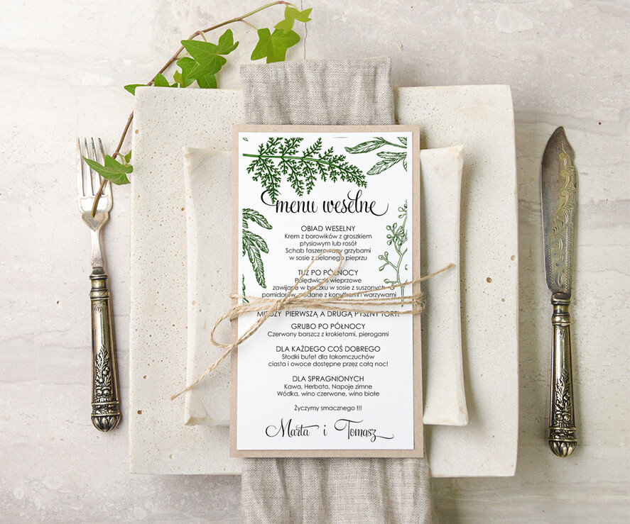 Menu botaniczne podróżnicze  menu weselne karta dań weselnych, botaniczne z dowolną treścia1