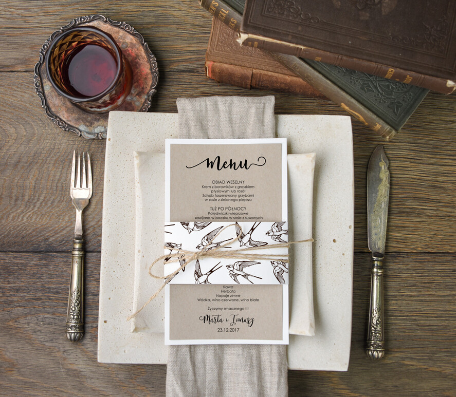 Menu botaniczne podróżnicze  ślubne menu karta potraw weselnych, botaniczne z dowolną treścia0