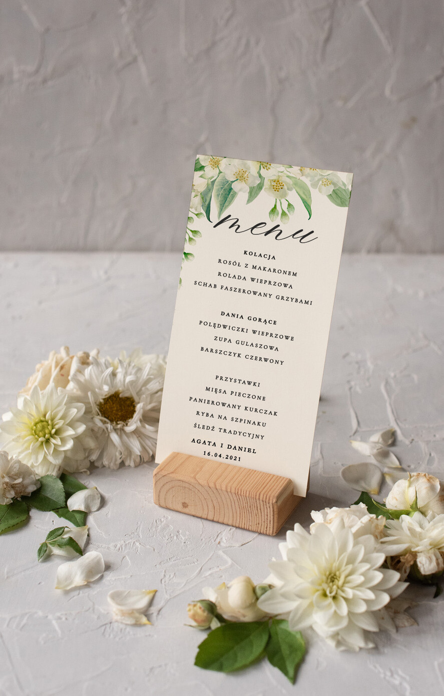 Menu botaniczne podróżnicze  karta dań weselnych menu weselne plan podawania posiłków, eleganckie na klasyczne wesele3