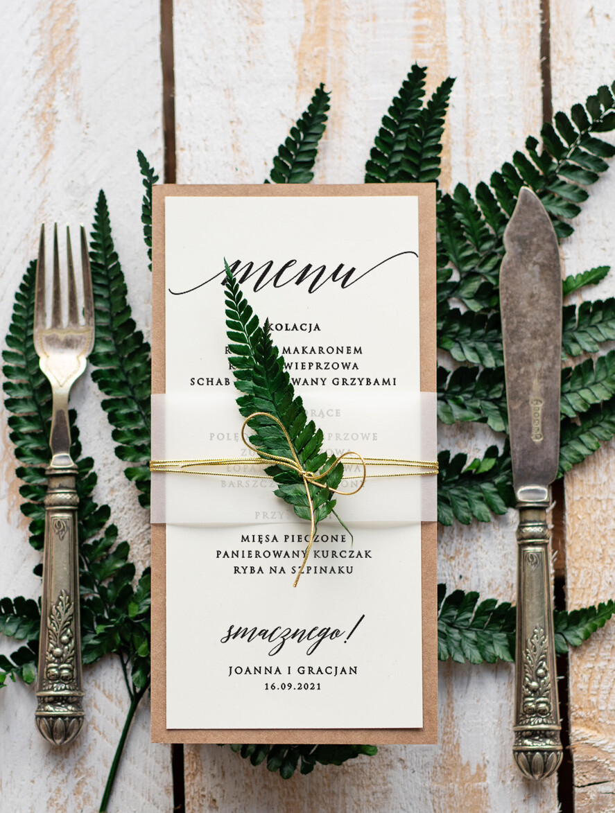 Menu botaniczne podróżnicze  menu ślubne z planem posiłków, botaniczne z dowolną treścia3