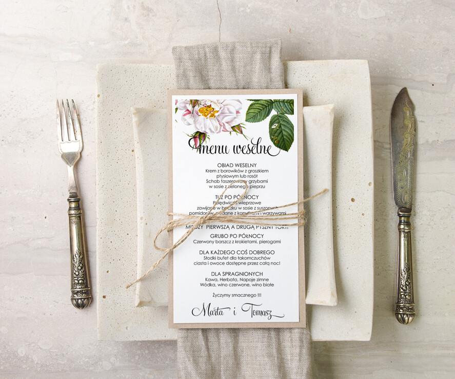 Menu botaniczne podróżnicze  menu weselne karta dań weselnych, botaniczne z dowolną treścia0