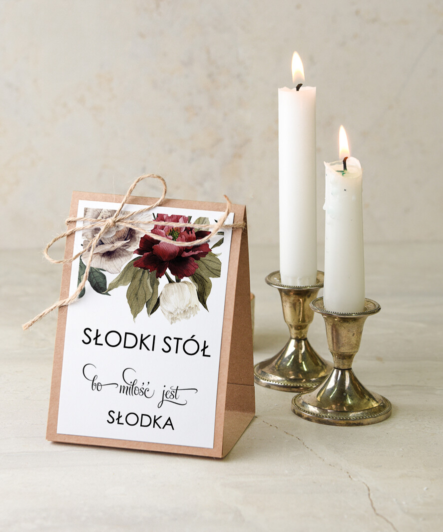 Numery na stół botaniczne podróżnicze  numerek stojak na stół weselny, kwiaty boho piekne kolory0