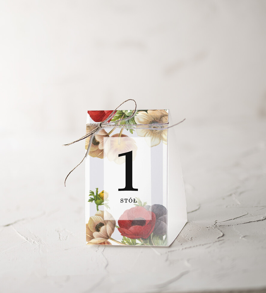 Numery na stół botaniczne podróżnicze  numery na stół gości weselnych, boho kwiaty kolorowe piekne0