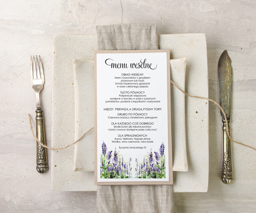 Menu akwarele weselne menu karta dań weselnych, akwarelki dowolna tresc1