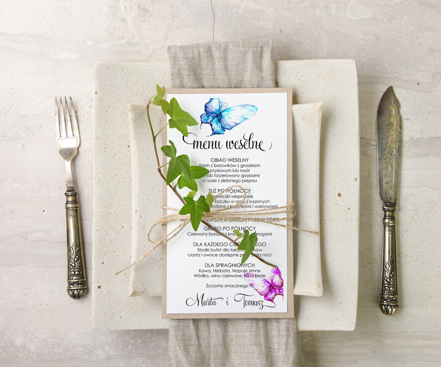 Menu akwarele menu ślubne z planem posiłków, dowolna tresc akwarele1