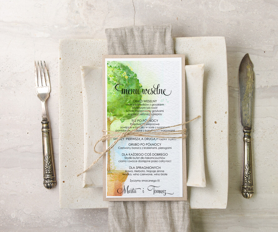 Menu akwarele menu weselne na stoły karta dań weselnych, z dowolną treścia inspirowane malarstwem1
