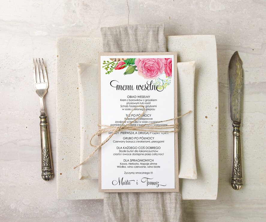 Menu akwarele ślubne menu karta potraw weselnych, dowolna tresc akwarele1
