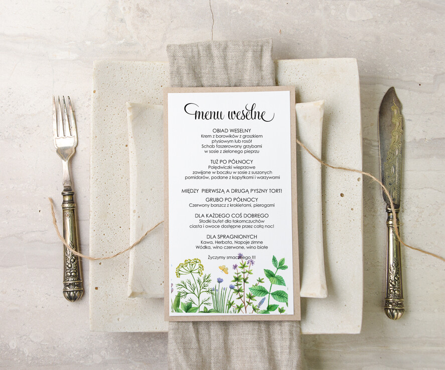 Menu akwarele weselne menu karta potraw weselnych, akwarelki dowolna tresc0