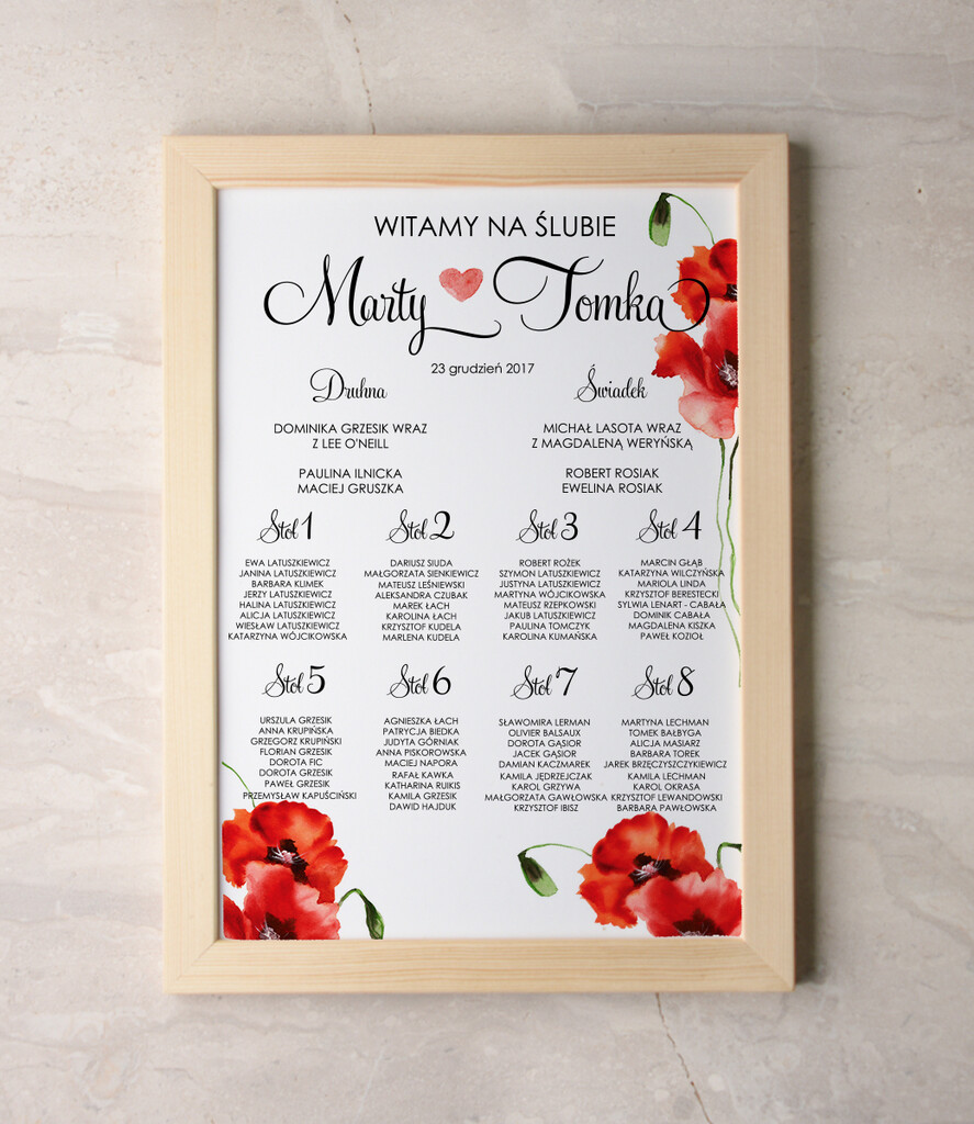 Plany stołów Plakaty Akwarele plan stołów  weselnych usadzenie gości na weselu, akwarelowe wybierz swoj rozmiar0