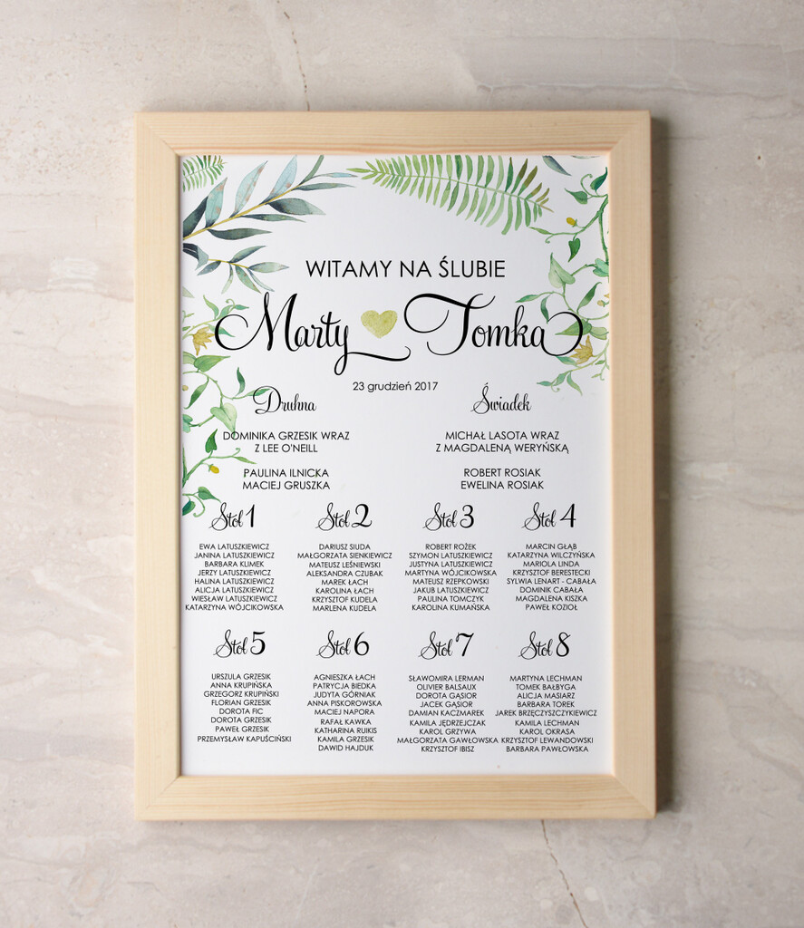 Plany stołów Plakaty Akwarele planer ślubny plan usadzenia gości na weselu, akwarelowe wybierz swoj rozmiar0