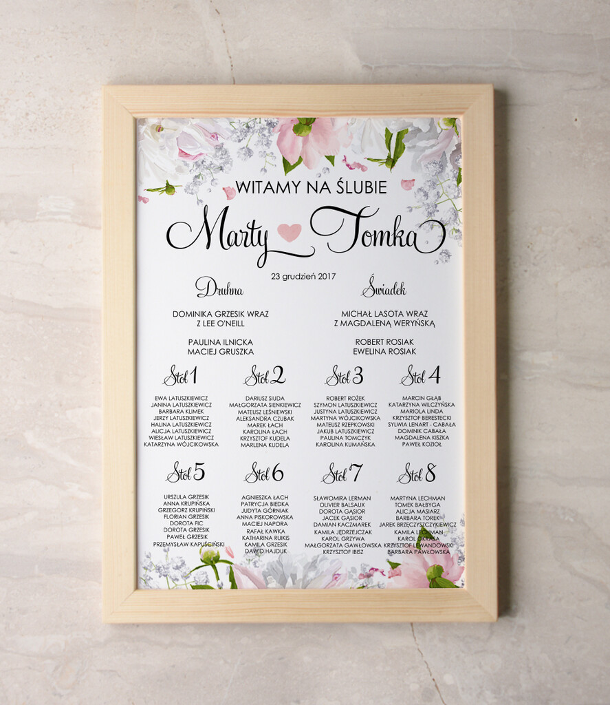 Plany stołów Plakaty botaniczne podróżnicze plan stołów na wesele tablica z rozmieszczeniem gości, rozmiary do wyboru0